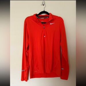 Nike Dri-FIT Quarter Zip Womens M Orange Running Pullover Athletic Top